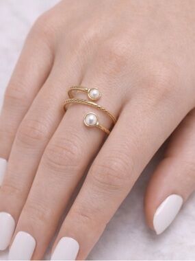 Gold and Pearl Wrap Ring